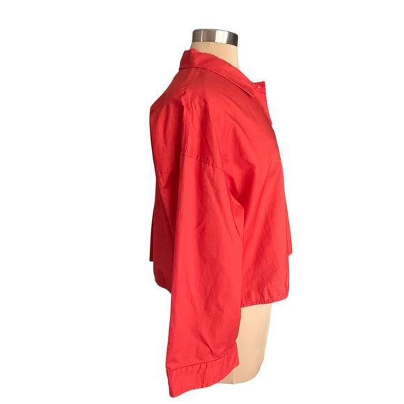 Everlane Boxy Long Sleeve Button Down Shirt Women XS Red The Woven PJ Pajama Top - Picture 3 of 8